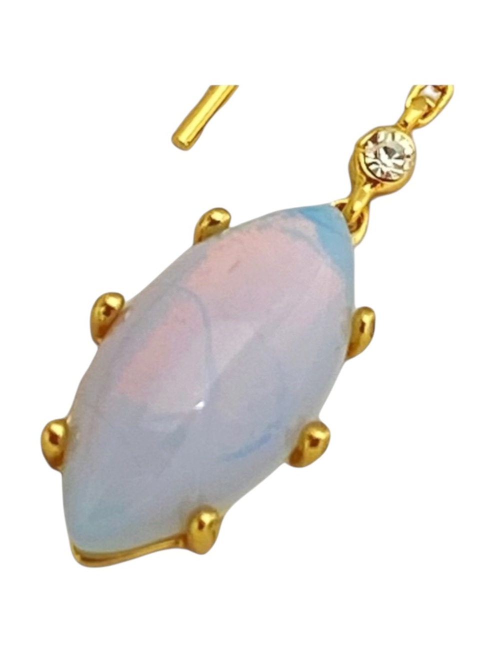 new Jules Smith ꧁ 14K Gold Plated Opal + Cubic Zirconia CZ Threader Earrings ꧂ - Picture 7 of 16